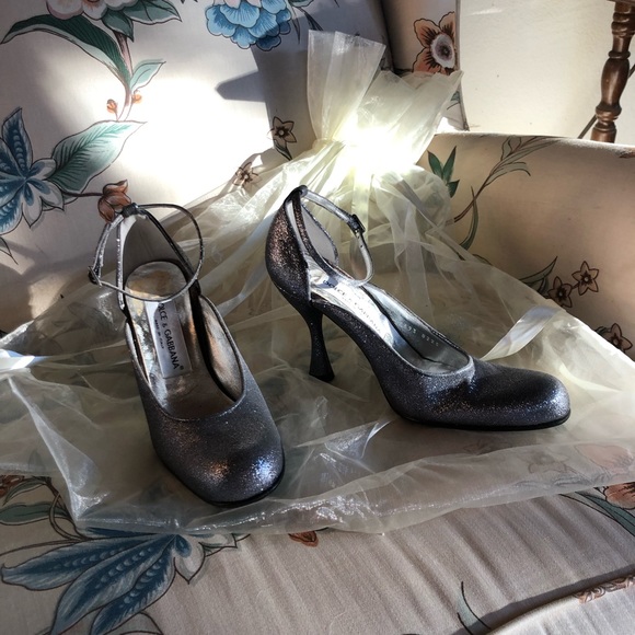 DOLCE & GABBANA Pewter Silver Glitter Heels! Magnificent! NWOT/ Made in Italy. - Picture 9 of 16